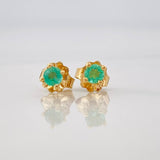 Stud Earrings Four Claws Emeralds 20pts 0.8g / in / 3.12mm Yellow Gold 18K