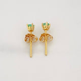 Stud Earrings Four Claws Emeralds 20pts 0.8g / in / 3.12mm Yellow Gold 18K
