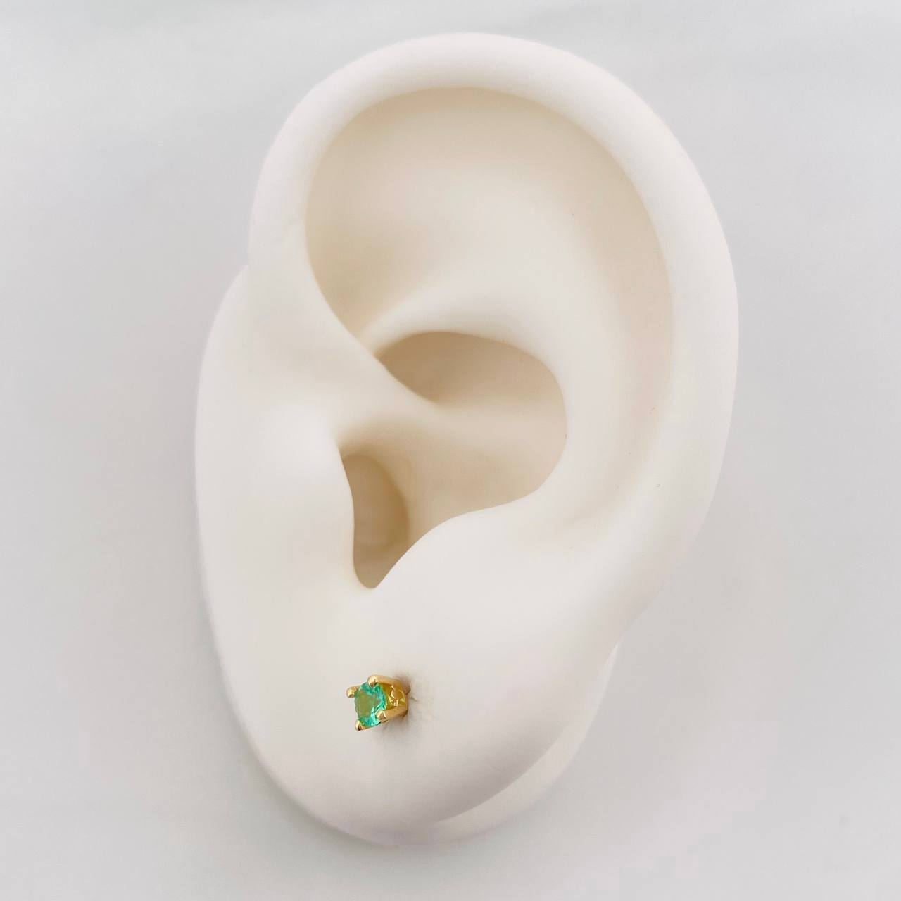 Stud Earrings Four Claws Emeralds 20pts 0.8g / in / 3.12mm Yellow Gold 18K