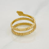 Diamond Cut Snake Ring 4.4g / T7 1/2 Yellow Gold 18K