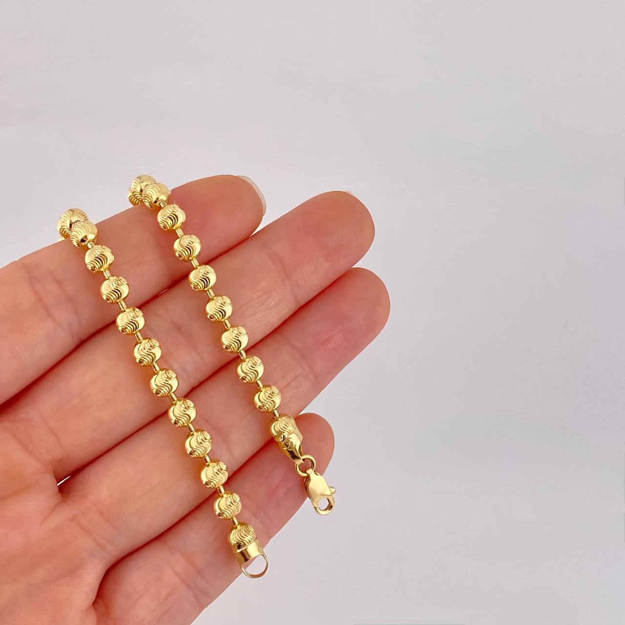 Cadena Militar Media Luna Diamantada 21.25g / 18 in / 4.9mm Oro Amarillo 18K