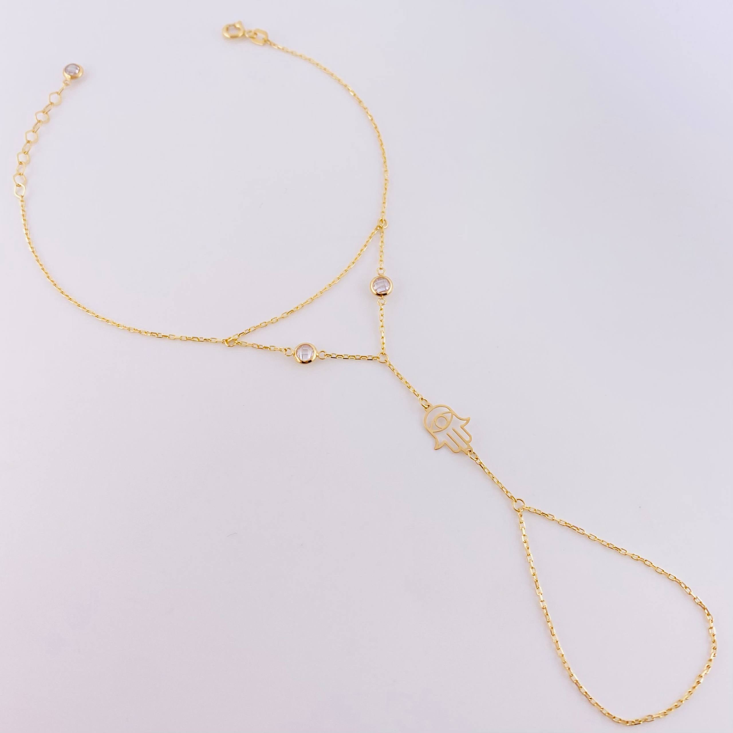 Bracelet Arab Hand Hamsa 1.95g / 7 3/4 in / 1mm Yellow Gold 18K