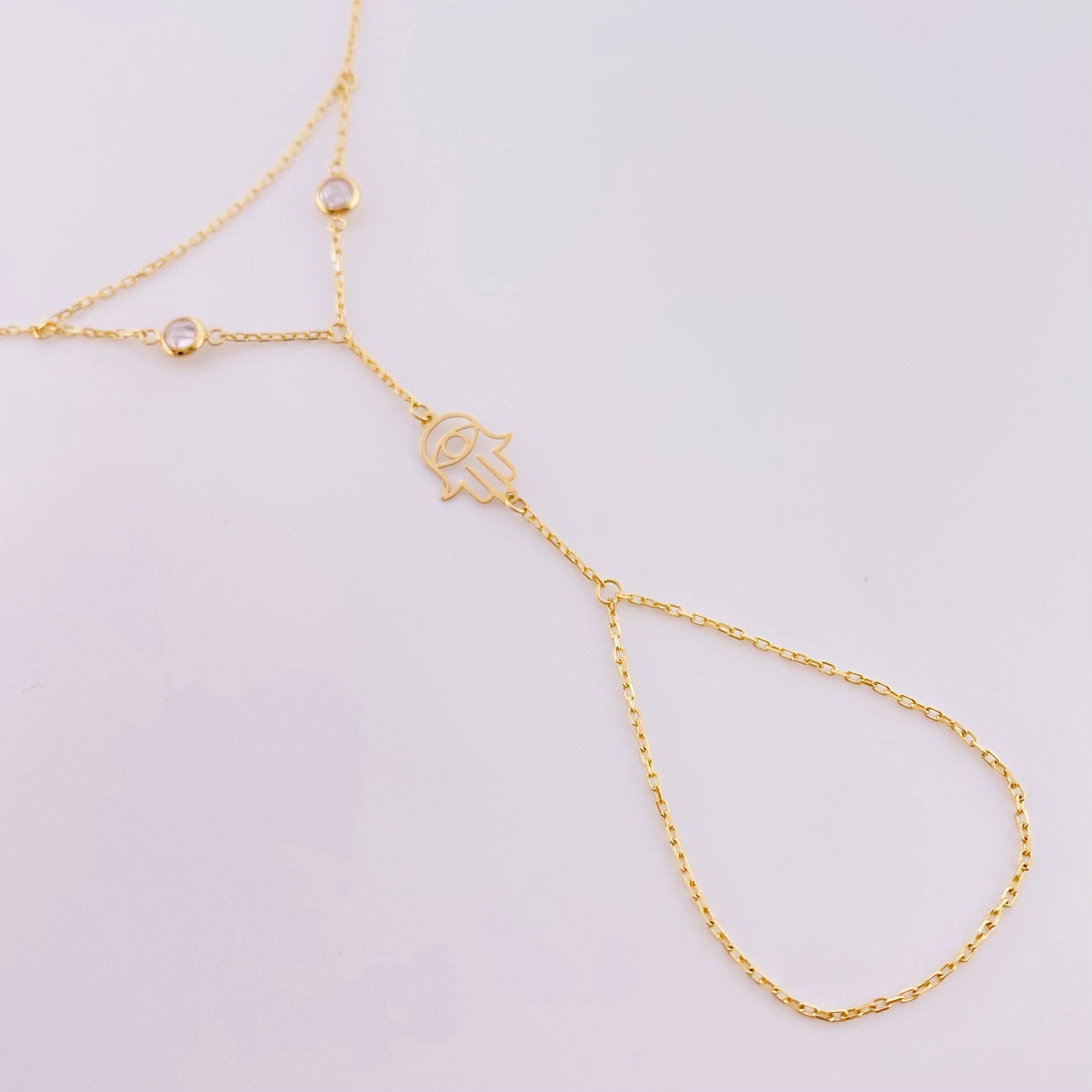 Bracelet Arab Hand Hamsa 1.95g / 7 3/4 in / 1mm Yellow Gold 18K
