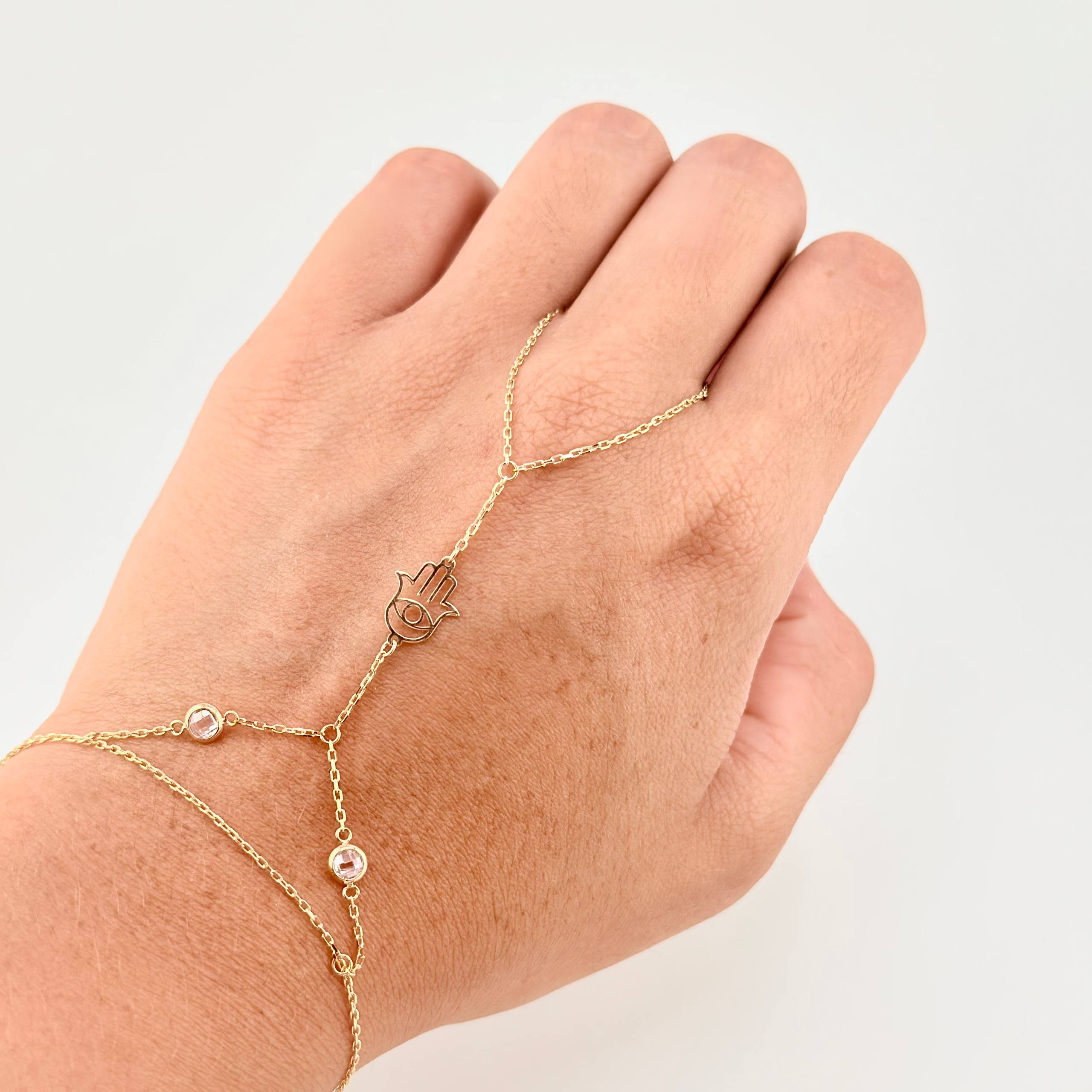 Bracelet Arab Hand Hamsa 1.95g / 7 3/4 in / 1mm Yellow Gold 18K