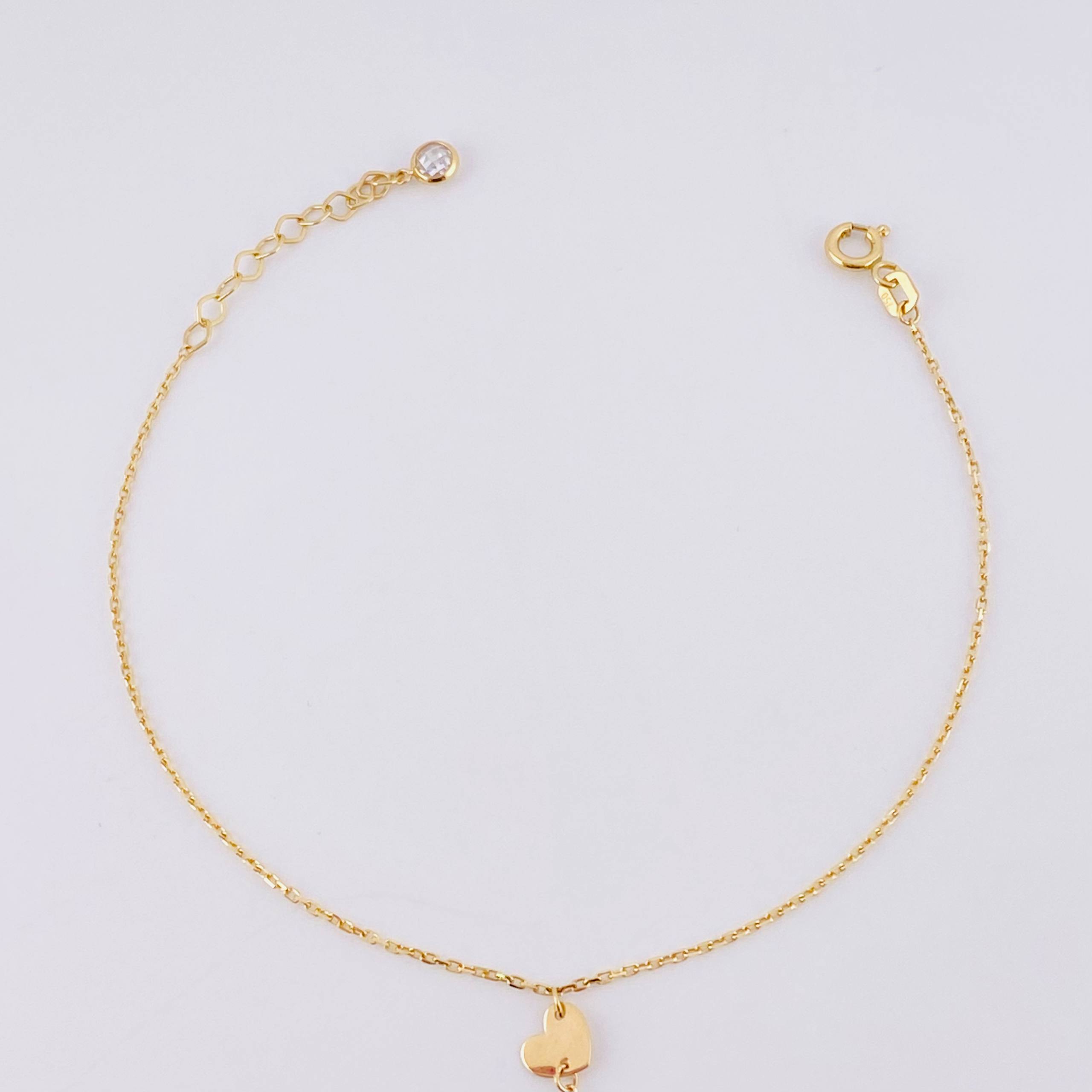 Pulso Arabe Corazones Lisos 1.95g / 7 3/4 in / 1mm Oro Amarillo 18K