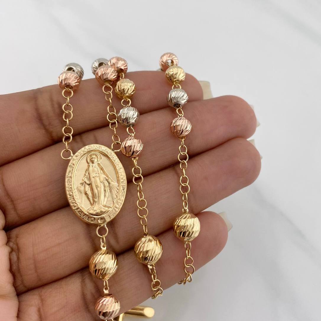 Rosario Virgen Milagrosa 13.9 g / 16 1/4 in / 7mm-6 mm Tres Oros 18K
