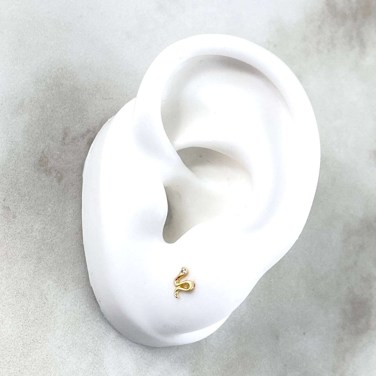 Topos Serpiente 0.8gr / 1cm / Circon Blanco Oro Amarillo 18K