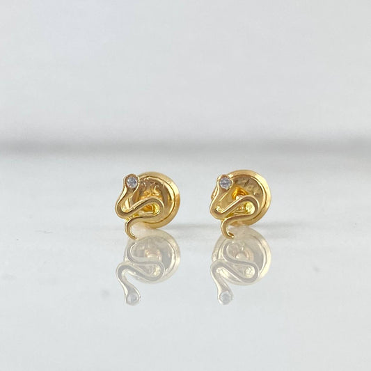 Topos Serpiente 0.8gr / 1cm / Circon Blanco Oro Amarillo 18K