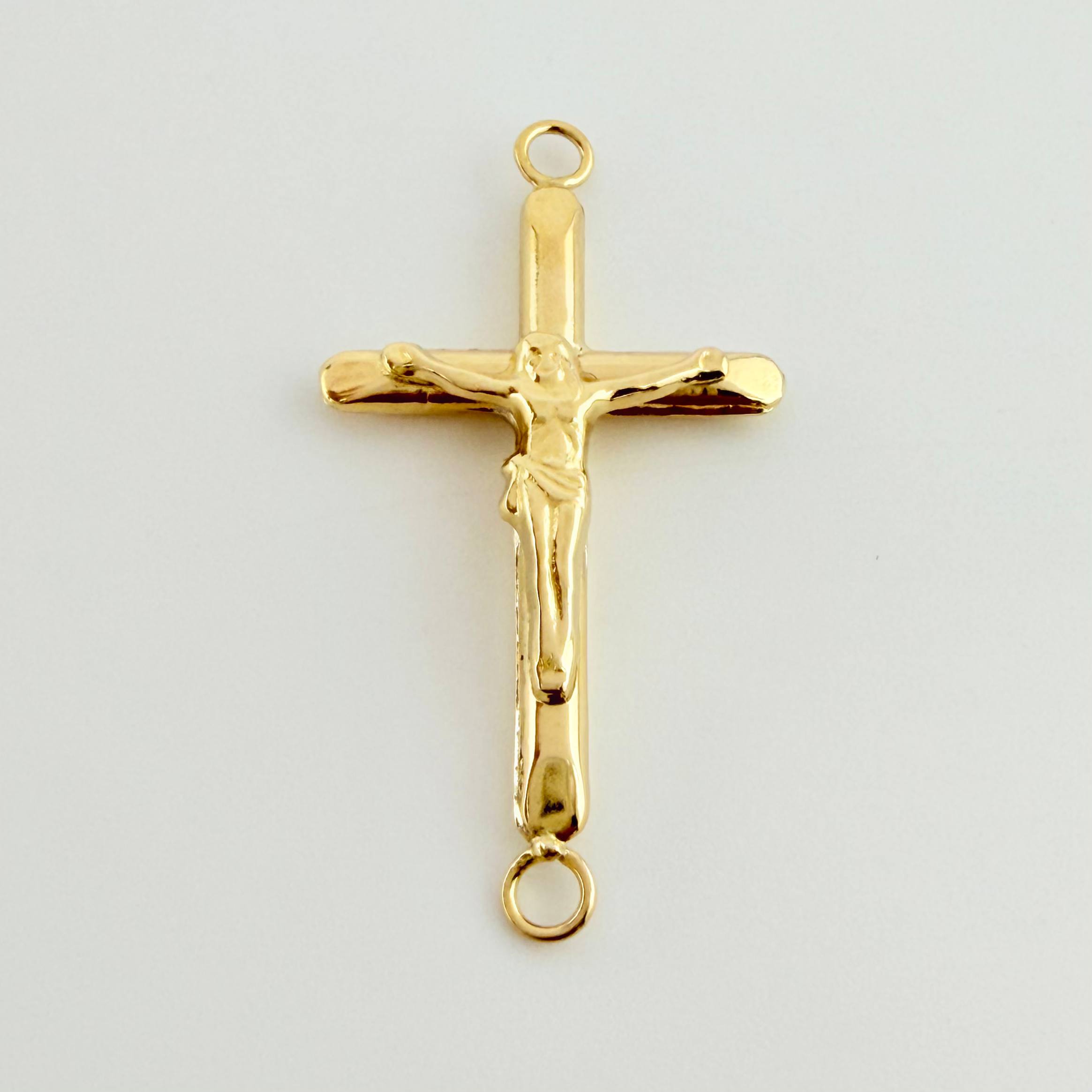 Herraje Cruz Cristo Puntas Planas 0.5gr / 1 in / Oro Amarillo 18K