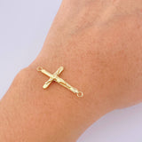Herraje Cruz Cristo Puntas Planas 0.5gr / 1 in / Oro Amarillo 18K