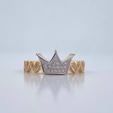 Anillo Corona corazones 2.6gr / T6 3/4 / Dos Oros Amarillo Blanco 18K %