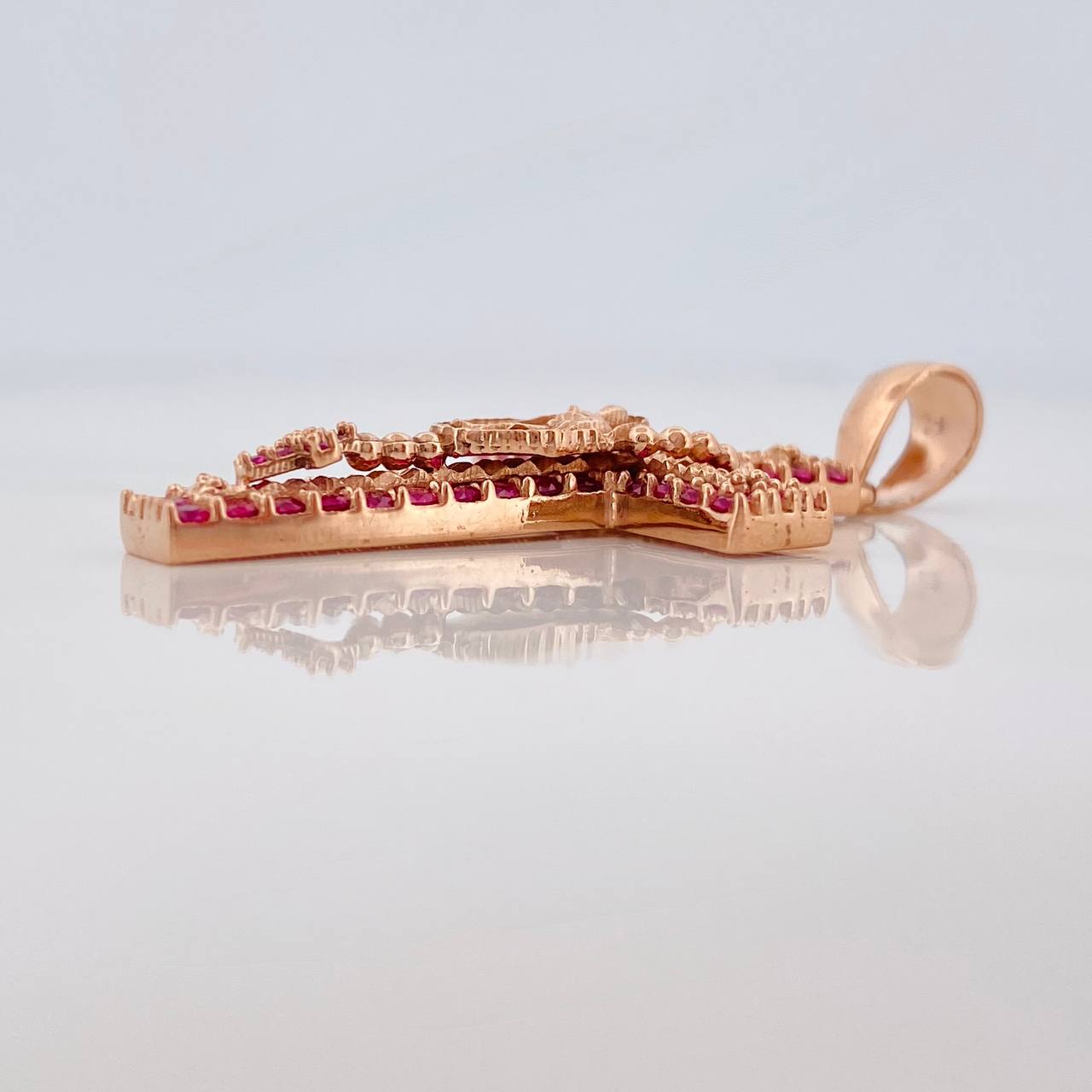 Dije Cruz Rosario Virgen Guadalupe 5.8gr / 1 3/4 in / Oro Rosa 18K $