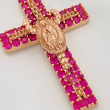 Dije Cruz Rosario Virgen Guadalupe 5.8gr / 1 3/4 in / Oro Rosa 18K $