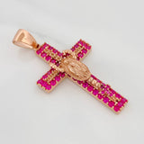 Dije Cruz Rosario Virgen Guadalupe 5.6gr / 1 3/4 in / Oro Rosa 18K $