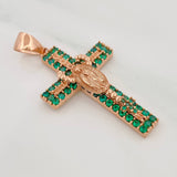 Dije Cruz Rosario Virgen Guadalupe 5.8gr / 1 3/4 in / Oro Rosa 18K $