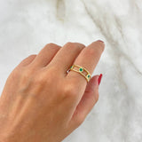 Six-Stone Bezel Crown Ring 3.2gr / Size 6 1/2 / Emeralds 48pts Yellow Gold (Jewel) ©