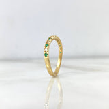 Curved Churumbela Ring 2.1gr / Size 8 / Emeralds 14pts - White Diamonds 12pts Yellow Gold (Jewel)