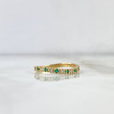 Curved Churumbela Ring 2.1gr / Size 8 / Emeralds 14pts - White Diamonds 12pts Yellow Gold (Jewel)