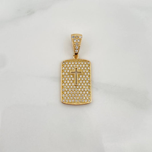 Dije Placa Cruz 3.35gr / 1 1/4 in / Oro Amarillo 18K $