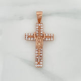 Dije Cruz Rosario Virgen Guadalupe 5.9gr / 1 3/4 in / Oro Rosa 18K $