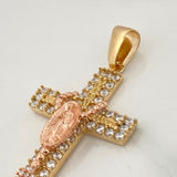 Dije Cruz Rosario Virgen Guadalupe 5.9gr / 1 3/4 in / Dos Oros Amarillo Rosa 18K $