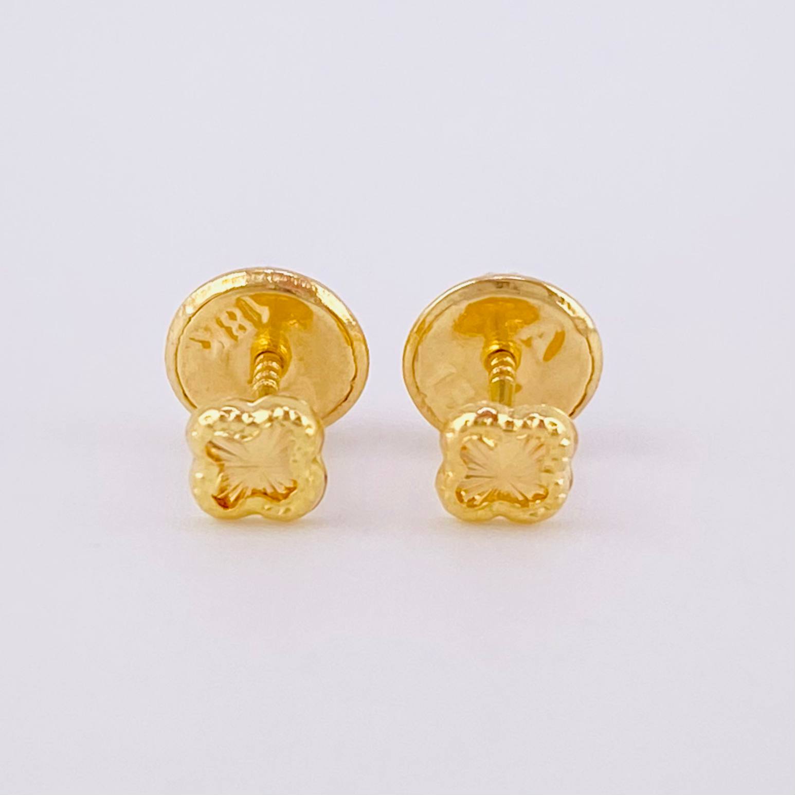 Stud Earrings Clover Diamond Cut 0.4g / in / 4.1mm Yellow Gold 18K