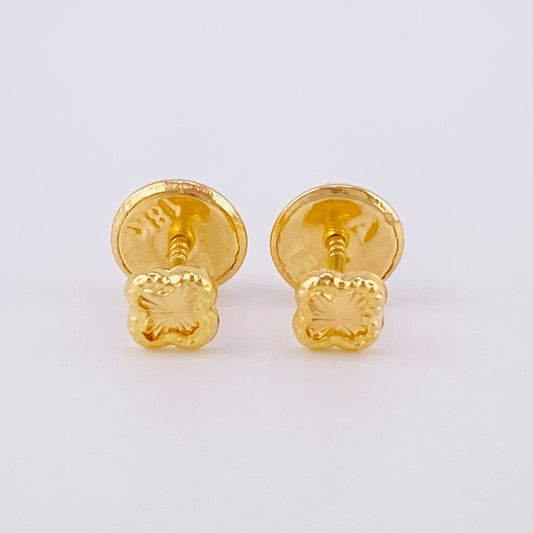 Diamond Cut Clover Stud Earrings 0.4g / in / 3.5mm Yellow Gold 18K