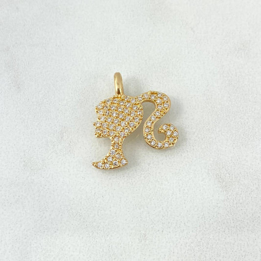 Pendant Doll Silhouette 2.3gr / 1.9cm / White Zircons Yellow Gold
