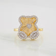 Anillo Oso Diamantado 3.55g / T6 3/4 Dos Oros Amarillo Blanco 18K