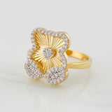 Anillo Oso Diamantado 3.55g / T6 3/4 Dos Oros Amarillo Blanco 18K