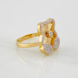 Anillo Oso Diamantado 3.55g / T6 3/4 Dos Oros Amarillo Blanco 18K