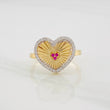 Anillo Corazón Diamantado 2.8g / T7 Dos Oros Amarillo Blanco 18K
