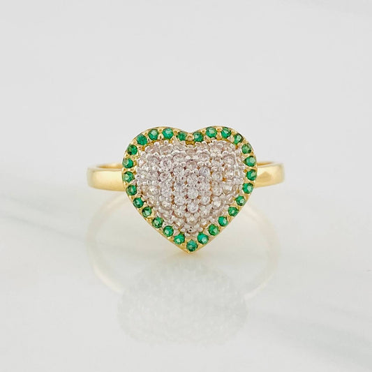 Dense Heart Ring 2.6g / T6 3/4 Two Yellow White Gold 18K
