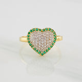 Anillo Corazón Tupido 2.6g / T6 3/4 Dos Oros Amarillo Blanco 18K