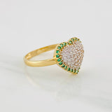 Anillo Corazón Tupido 2.6g / T6 3/4 Dos Oros Amarillo Blanco 18K
