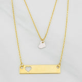 Cadena Aro Seguido Placa Corazón 2.4g / 18 in / 0.86mm Dos Oros Amarillo Blanco 18K