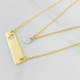 Cadena Aro Seguido Placa Corazón 2.4g / 18 in / 0.86mm Dos Oros Amarillo Blanco 18K