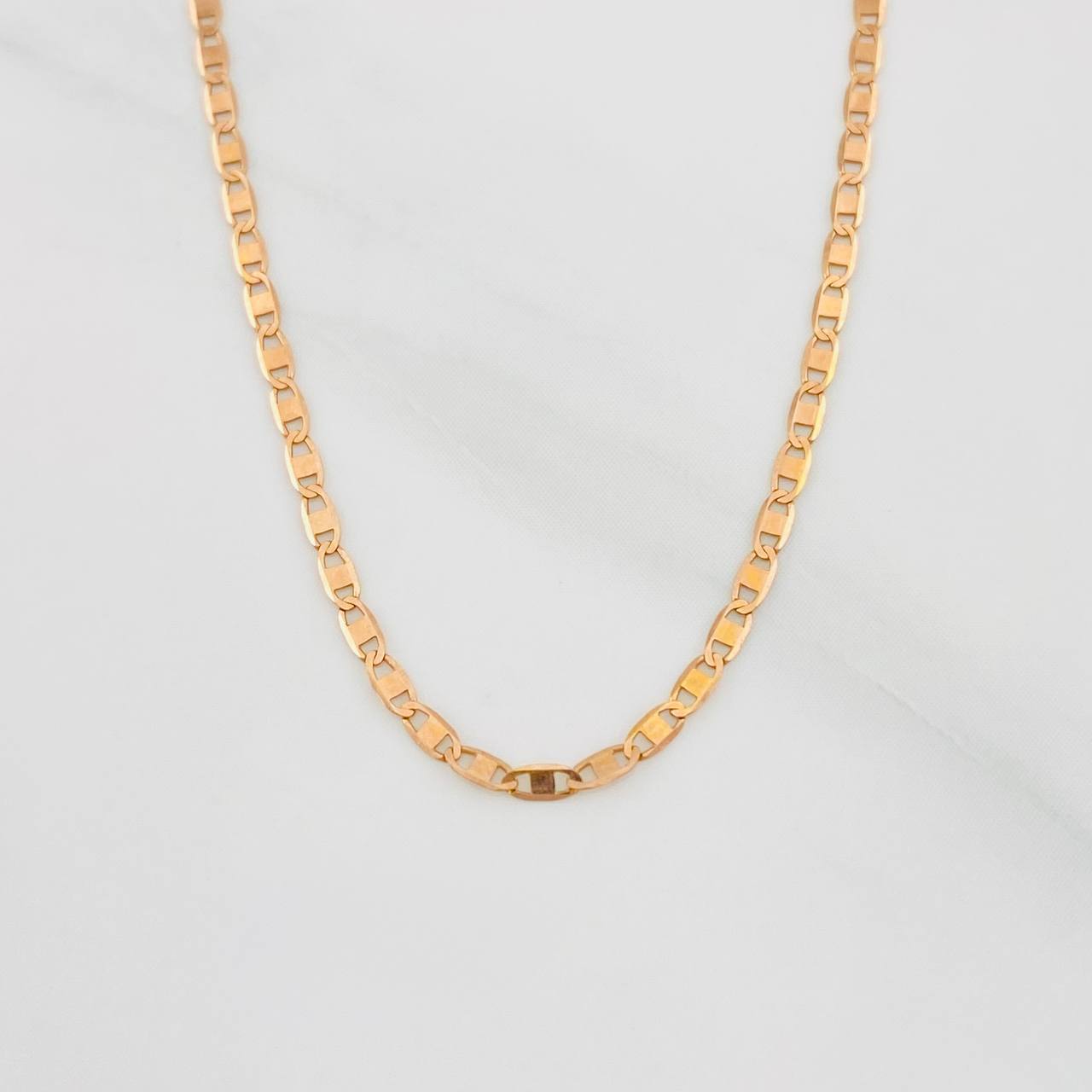 Cadena Escalera Plana 1.3g / 16 in / 1.39mm Oro Rosa 18K