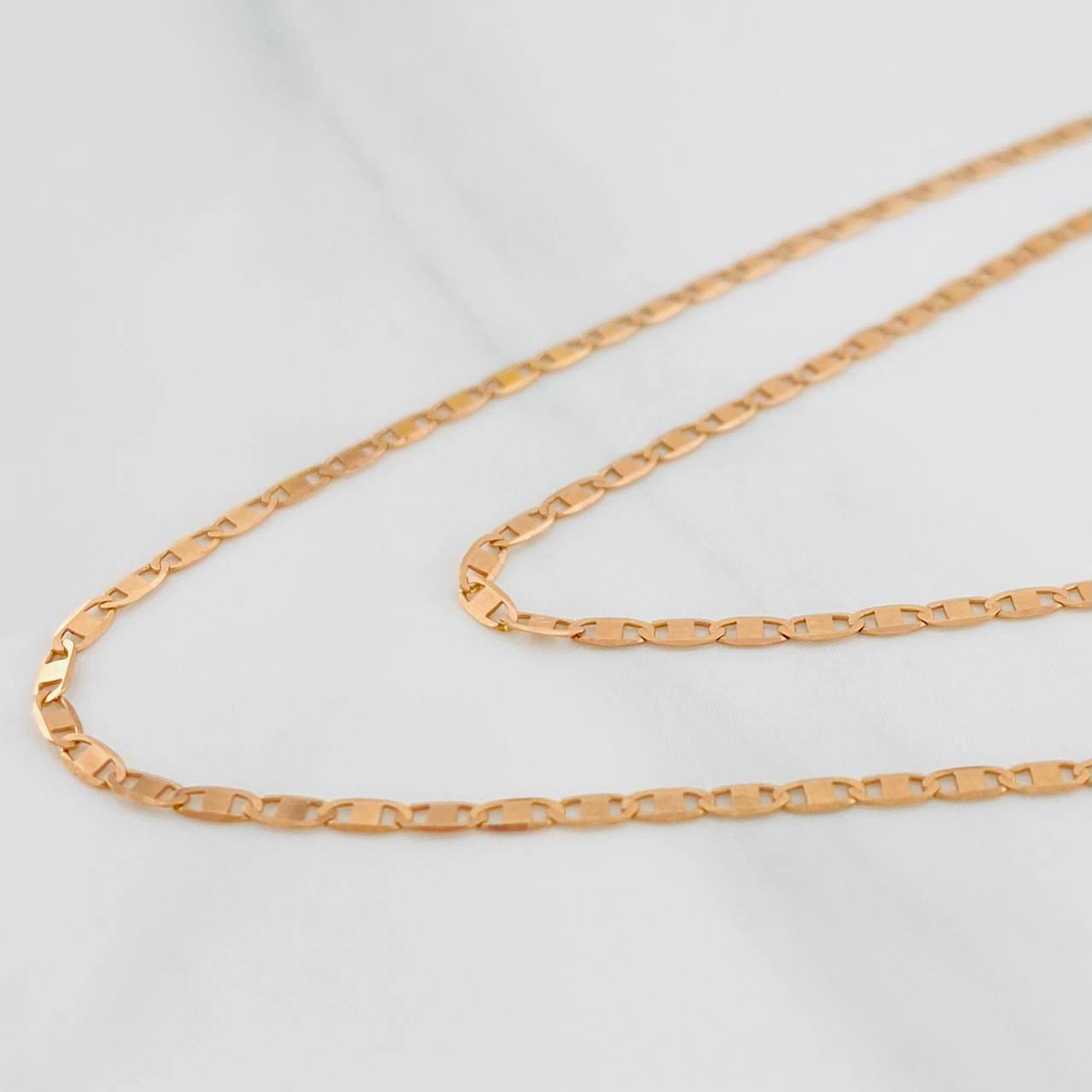 Cadena Escalera Plana 1.3g / 16 in / 1.39mm Oro Rosa 18K