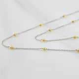 Cadena Aro Seguido Bolas 1.2g / 18 in / 0.79mm Dos Oros Amarillo Blanco 18K