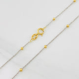 Cadena Aro Seguido Bolas 1.2g / 18 in / 0.79mm Dos Oros Amarillo Blanco 18K