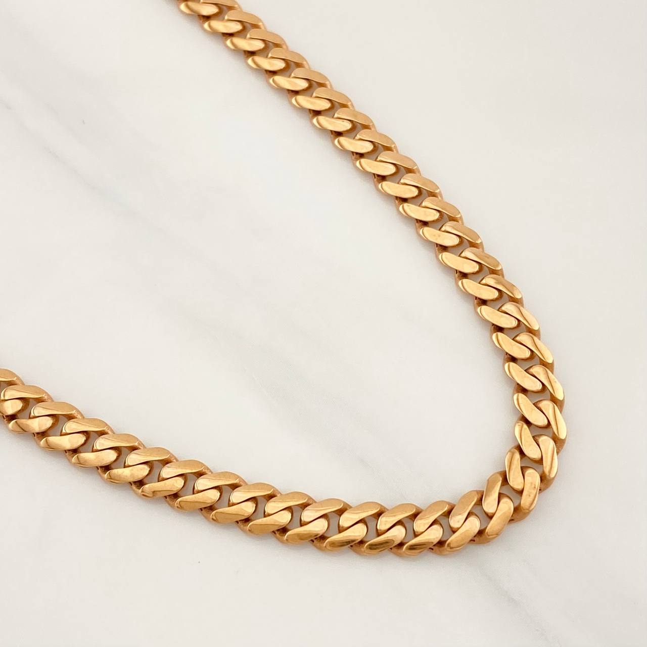 Cadena Cubana Infinito 19.6g / 24 in / 4.89mm Dos Oros Blanco Rosa 18K