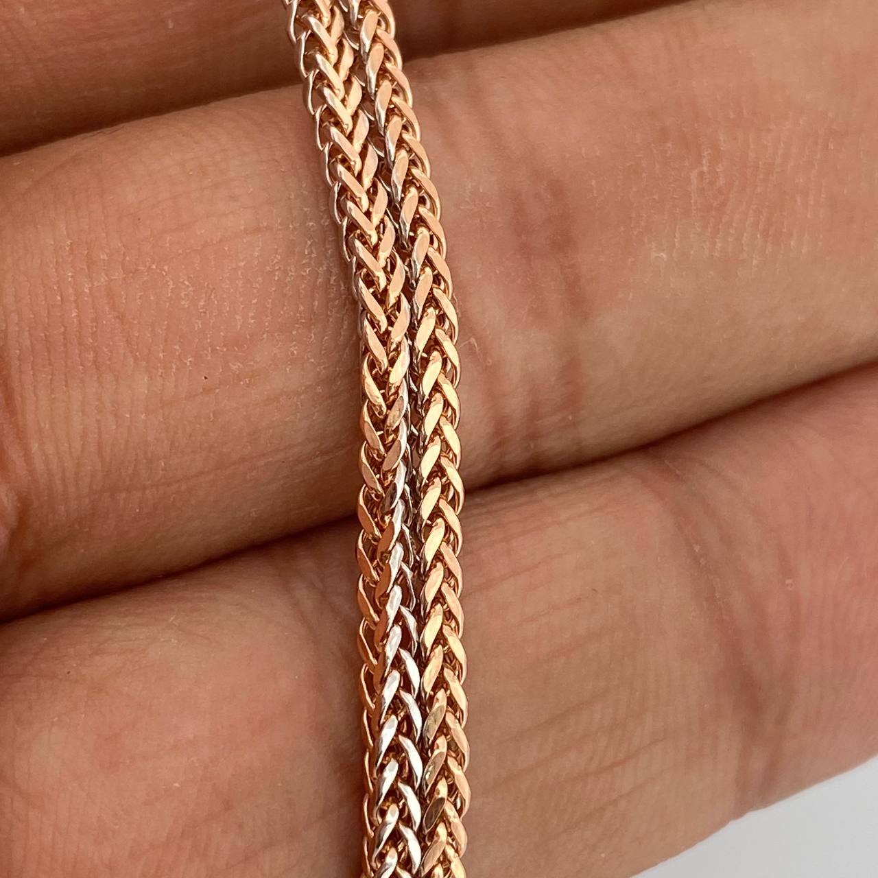 Cadena Franco 5.5gr / 23 3/4 in / 1.67mm Dos Oros Blanco Rosa +3 18K $