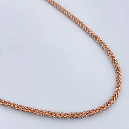 Cadena Franco 5.4gr / 23 3/4 in / 1.66mm Dos Oros Blanco Rosa +3 18K $