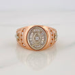 Anillo Sello Ovalado 8.9 g / T10 1/4 Dos Oros Blanco Rosa 18K