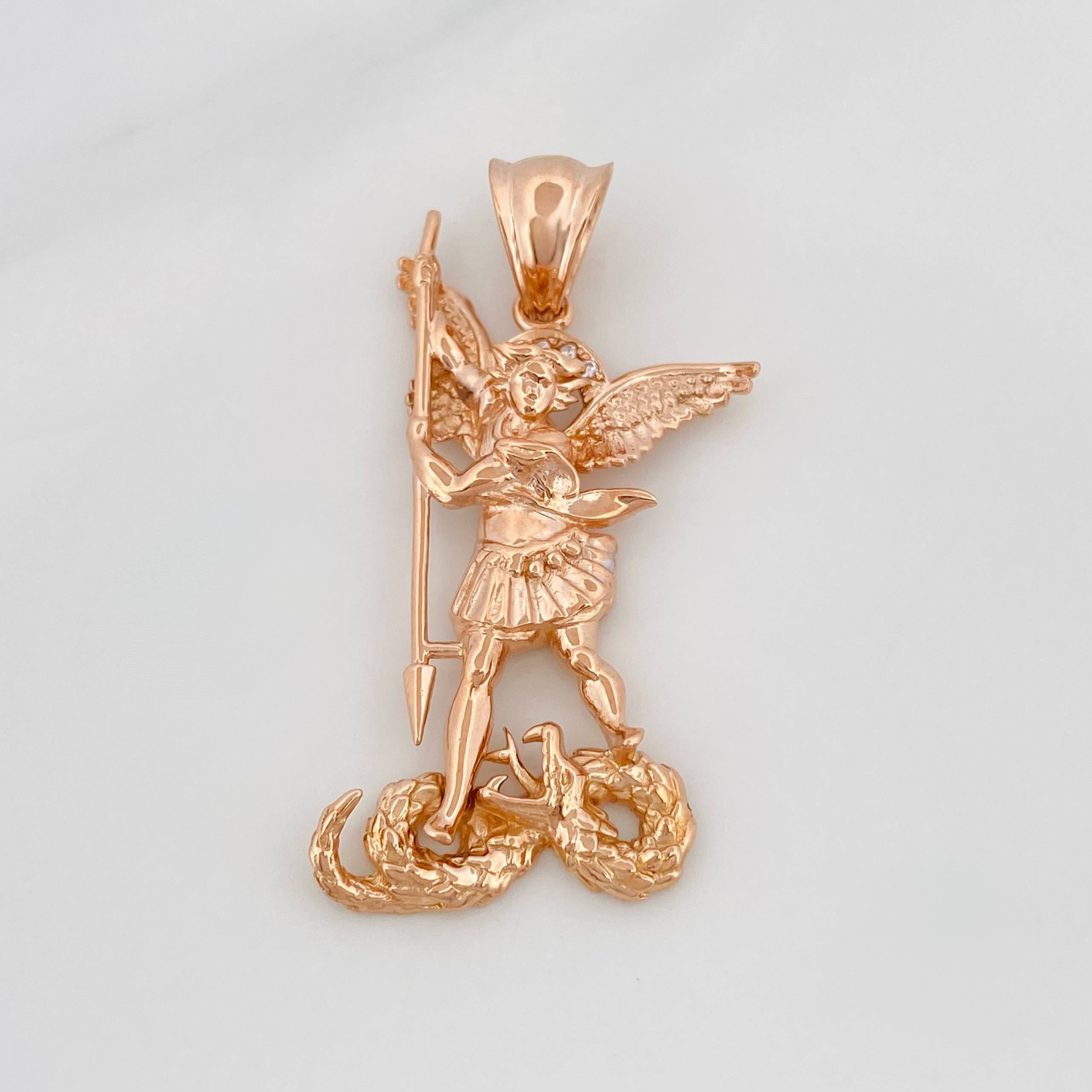 Pendant Saint Michael the Archangel 9.9 g / 1 3/4 in 18K Rose Gold