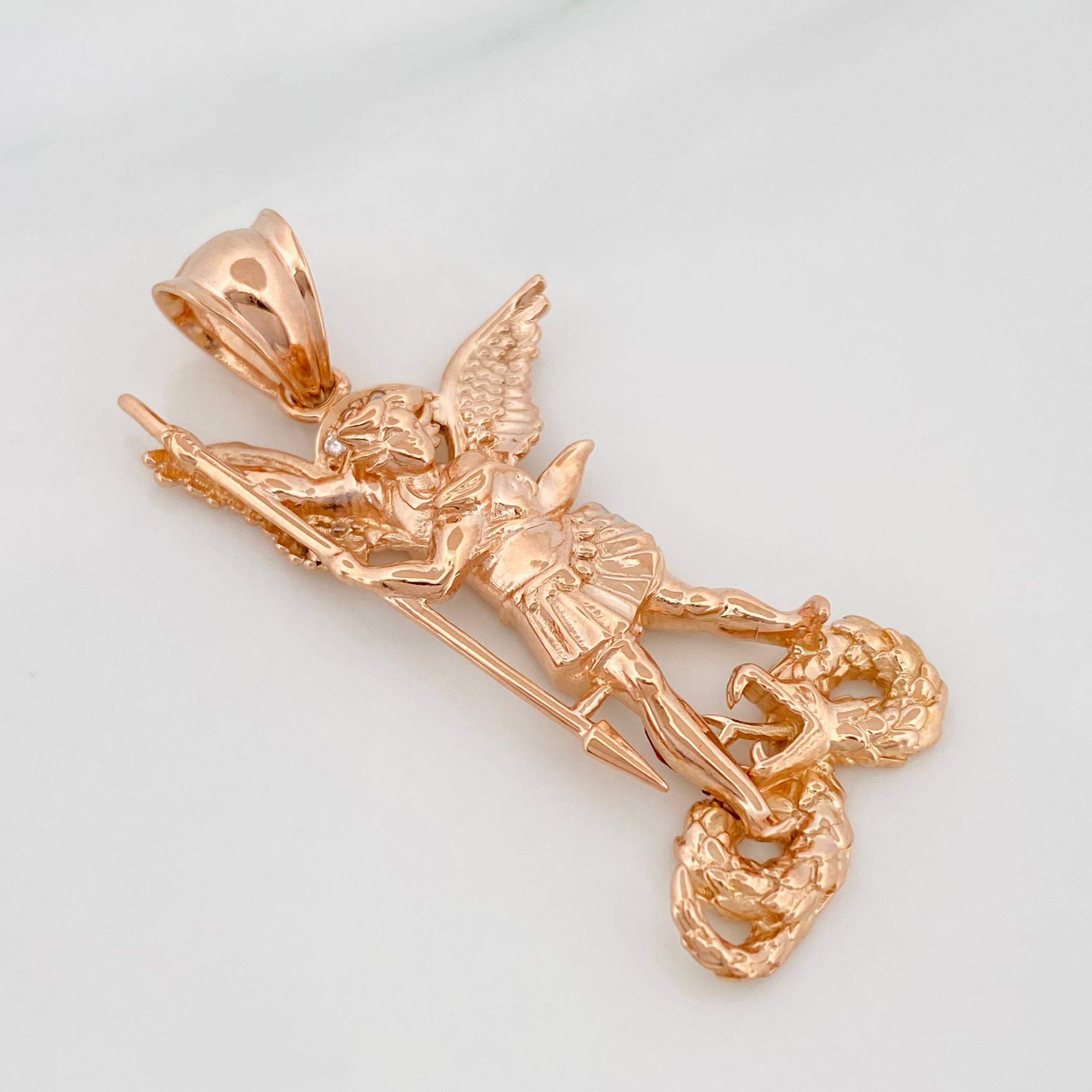 Pendant Saint Michael the Archangel 9.9 g / 1 3/4 in 18K Rose Gold