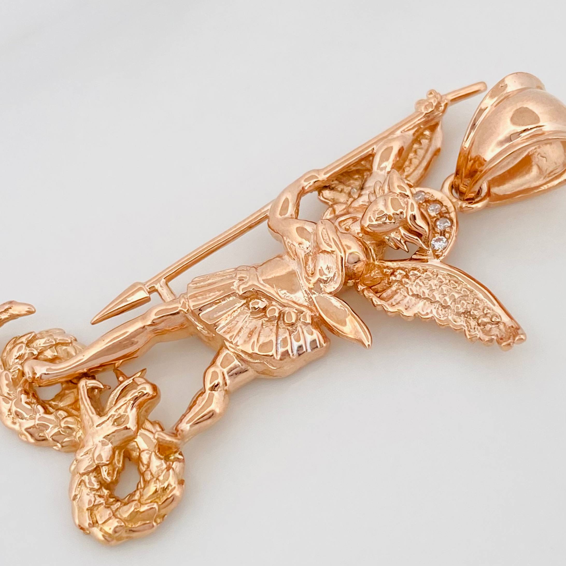 Pendant Saint Michael the Archangel 9.9 g / 1 3/4 in 18K Rose Gold
