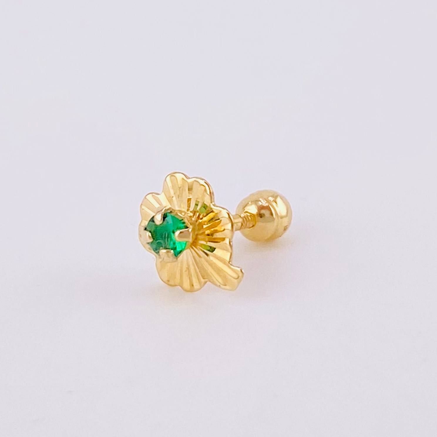 Piercing Trebol Chispa Central 0.45g / 1/2 in Oro Amarillo 18K
