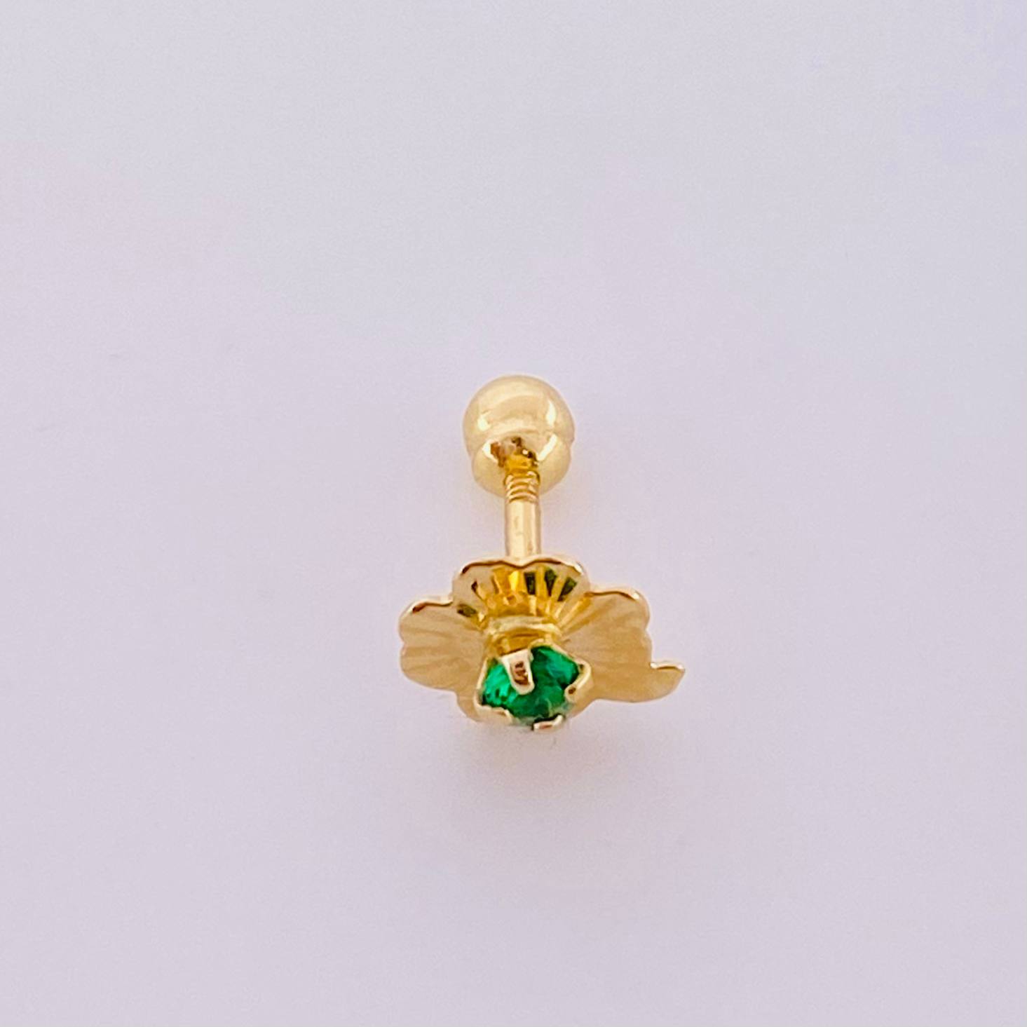 Piercing Trebol Chispa Central 0.45g / 1/2 in Oro Amarillo 18K